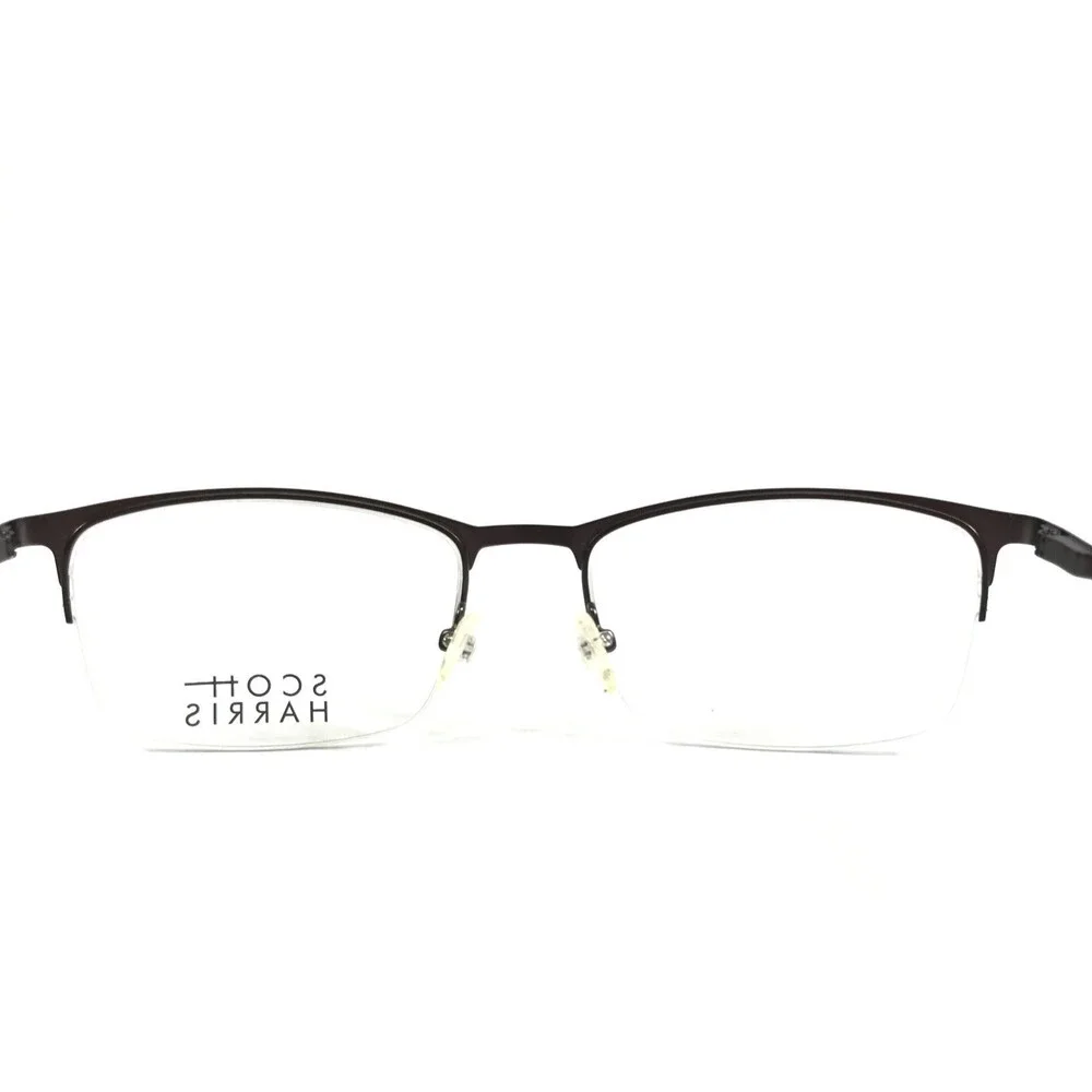 Scott Harris Eyeglasses Frames SH-586 C2 Gunmetal Rectangle Half Rim 54-18-140